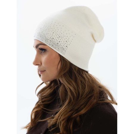 Weiße Damen Mütze mit Kristallen – Peterson