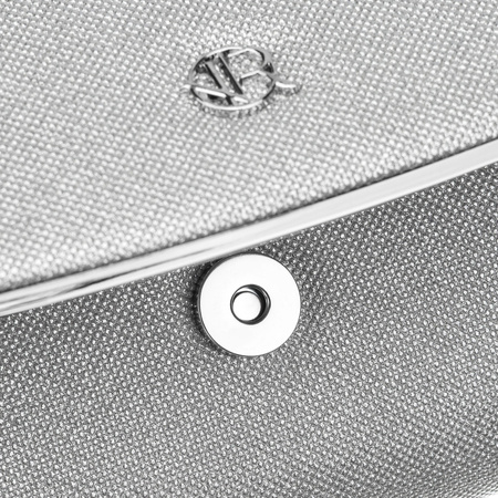 Silberne, elegante Damenhandtasche aus synthetischem Stoff mit Magnetverschluss – Rovicky