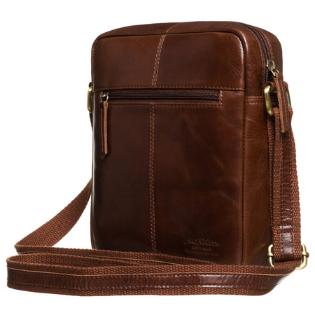 Braune Herren-Umhängetasche aus Naturleder, mit Reißverschluss – Peterson