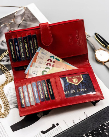 Große Damen Geldbörse aus Leder mit Druckknopf – Peterson