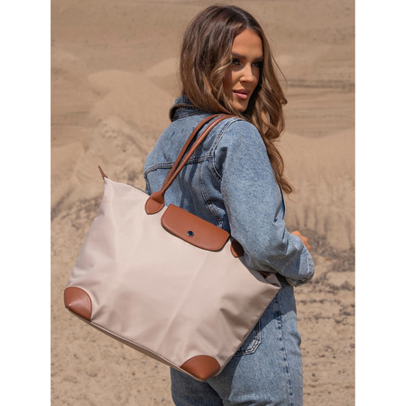 Beige Damen Shopper aus Polyester mit zwei Henkeln – Peterson