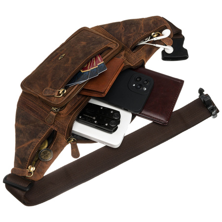 Geräumige braune Herren-Tasche aus Leder – Peterson