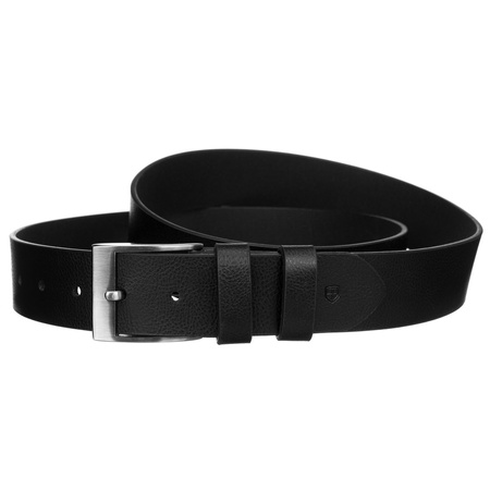 Geschenkset: vertikale Herren-Geldbörse aus Leder in Schwarz und schwarzer Gürtel aus Öko-Leder - Peterson