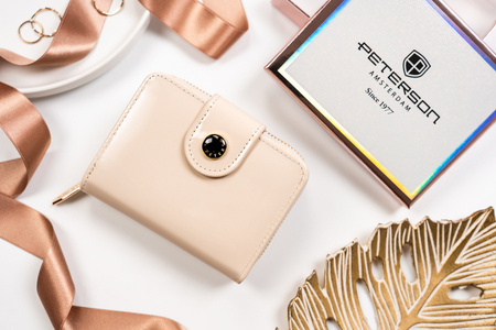 Kleine Damen Geldbörse aus Öko-Leder mit Druckknopf und Reißverschluss – Peterson