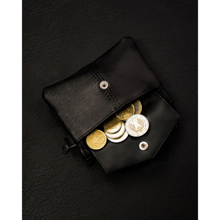 Schwarze Schlüsselbörse aus Echtleder mit Reißverschlusstaschen