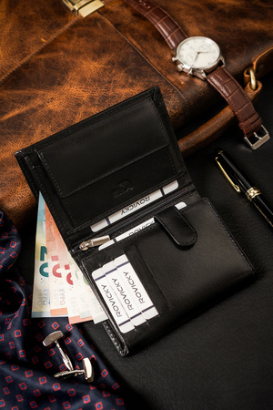 Erweiterte Herren Geldbörse aus echtem Leder mit RFID-Schutz – Rovicky