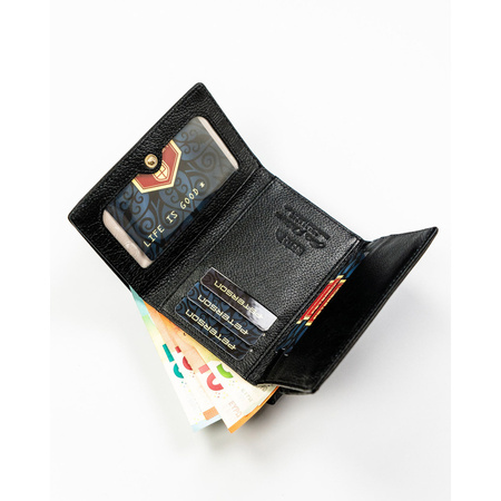 Elegante Damen-Geldbörse aus Natur- und Öko-Leder in Schwarz - Peterson