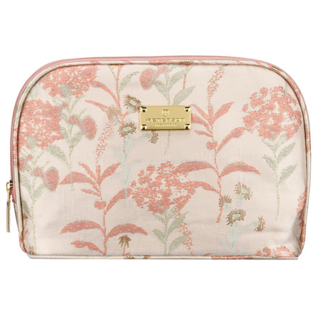 Reise-Kosmetiktasche aus synthetischem Material in Rosa-Beige mit Blumenmuster - Peterson
