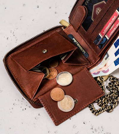 Große Herren Geldbörse aus Leder mit Kette – Peterson