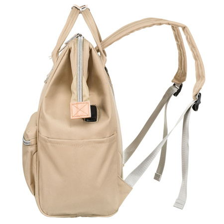 Reisefreundlicher Damen Rucksack aus Polyester in Beige mit verstellbaren Trägern – Peterson