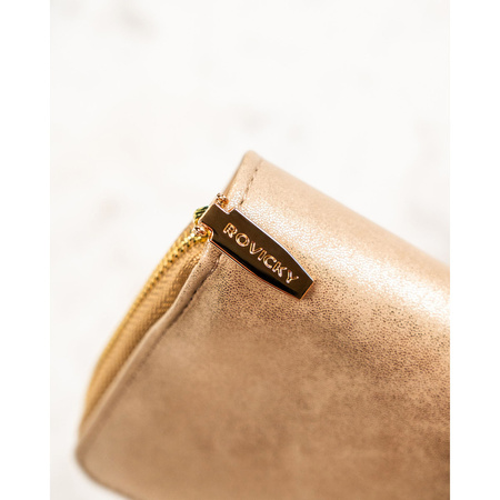 Beige Damen-Geldbörse aus Öko-Leder, quer, mit Druckknopf - Rovicky