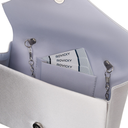 Silberne, kleine Damen-Clutch aus synthetischem Stoff - Rovicky