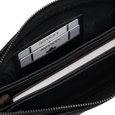 Elegante Herren-Handgelenktasche aus Öko-Leder in Schwarz - Rovicky