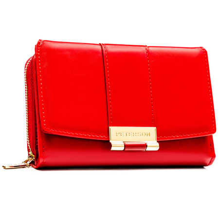 Rote, horizontale Damen-Geldbörse aus Öko-Leder - Peterson