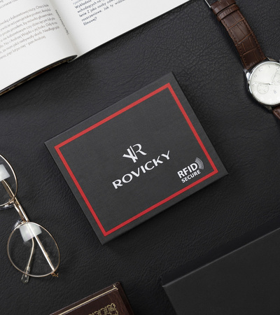 Herren Geldbörse Hochformat aus Glattleder mit silbernem Akzent – Rovicky