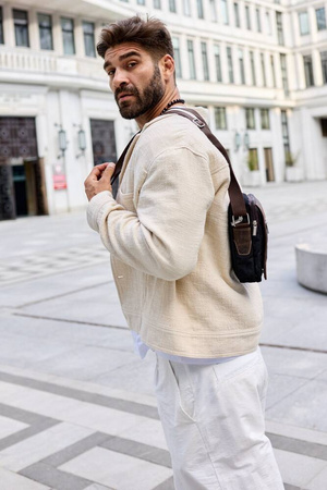 Herren Umhängetasche aus Stoff und echtem Leder – Always Wild