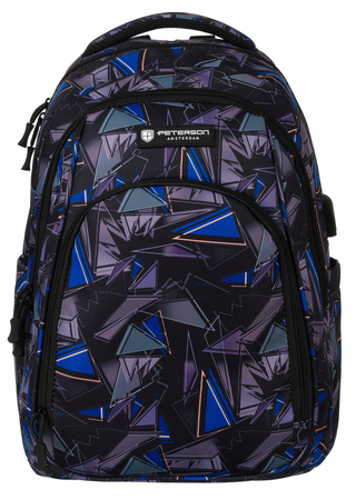 Großer, bunter Schulrucksack aus Polyester mit USB-Anschluss – Peterson