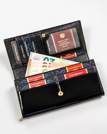 Damen Geldbörse in Rot-Schwarz mit Innentasche und Reißverschluss – Peterson