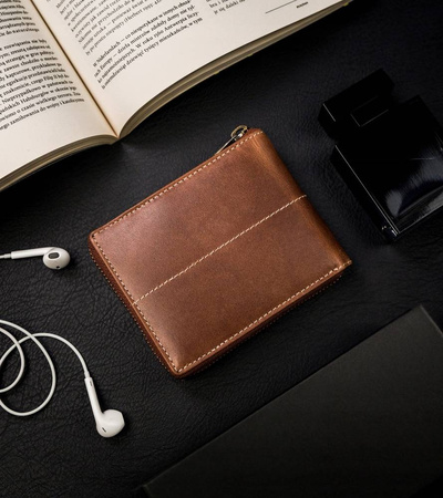 Große, aus Leder Herren-Geldbörse mit Reißverschluss - Always Wild