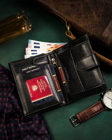 Große Herren Geldbörse aus Leder mit Druckknopf – Peterson