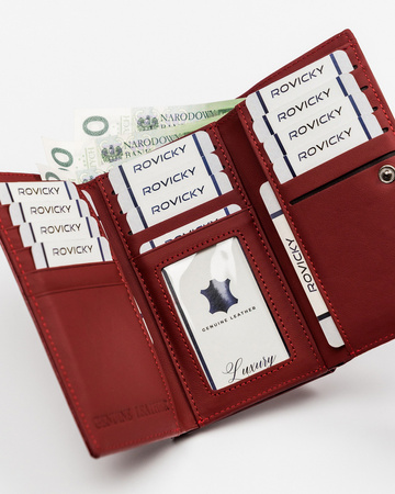 Rote Damen Geldbörse mit Bügelverschluss aus lackiertem Leder – Cavaldi