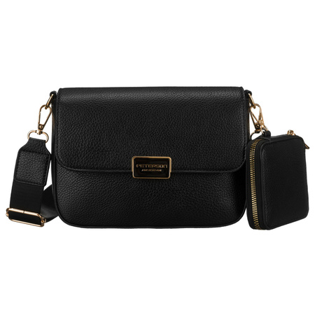 Schwarze Damen-Umhängetasche aus Öko-Leder mit Etui im Set – Peterson