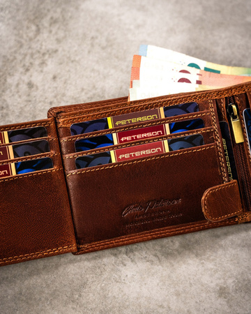 Große Herren Geldbörse aus Leder mit Sternzeichenprägung – Peterson