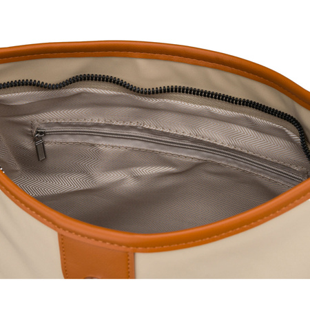 Praktische Damen-Geldbörse aus Polyester und Öko-Leder in Ecru, mit Reißverschluss – Peterson