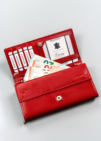 Damen Geldbörse aus Leder im Querformat mit Druckknopf – 4U Cavaldi