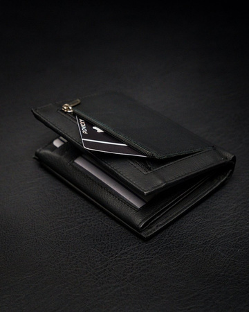 Faltbare vertikale Herren Geldbörse mit Reißverschlussfach – Rovicky