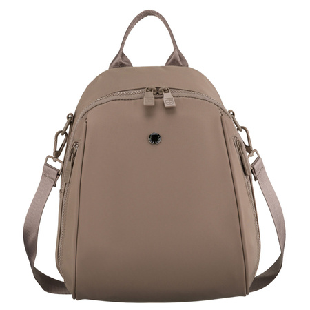 Kleiner, beiger Damen-Rucksack aus Polyester, ausgestattet mit einem zusätzlichen Gürtel - Peterson