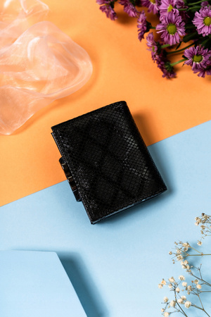 Kleine Damen Geldbörse aus Leder mit Druckknopf und Bügelverschluss – Lorenti