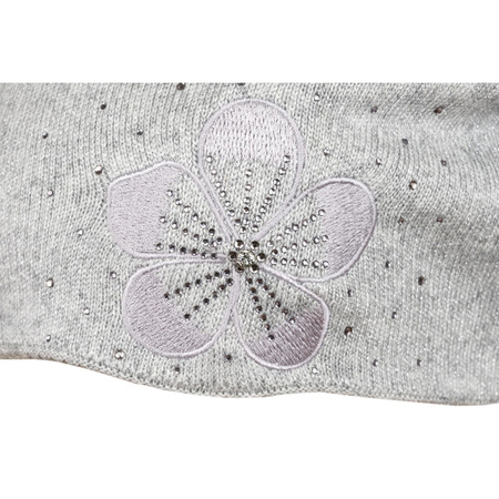 Graue Mütze mit Blumenstickerei und Kristallen – Peterson