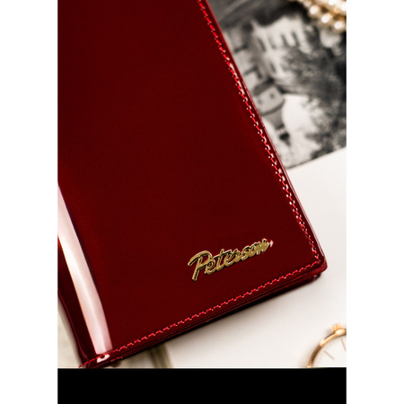 Lackierte Damen Geldbörse aus Leder in Rot mit Magnetverschluss – Peterson