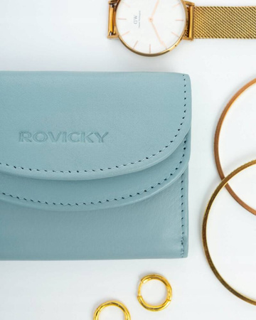 Eleganter, kleiner Damen Geldbörse mit Druckknopf aus echtem Leder – Rovicky