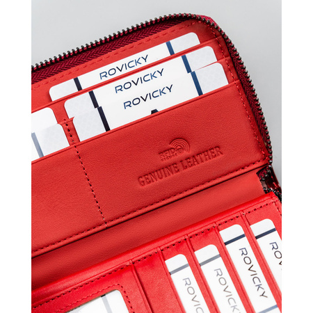 Damen-Geldbörse als Federmäppchen aus echtem und Öko-Leder, rot, mit Reißverschluss - Rovicky