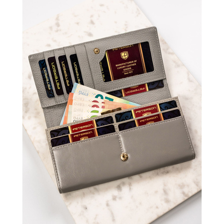 Große, horizontale Damen Geldbörse aus Echtleder mit Blumenmuster – Peterson