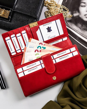 Eleganter, großer Damen-Geldbörse aus Leder – Rovicky