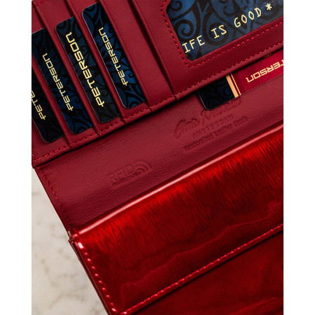 Rote Damen Geldbörse mit Münzfach und Druckknopf – Peterson