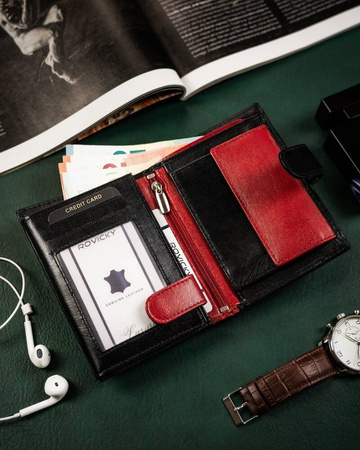 Originelle Herren Geldbörse aus Leder mit Druckverschluss – Rovicky