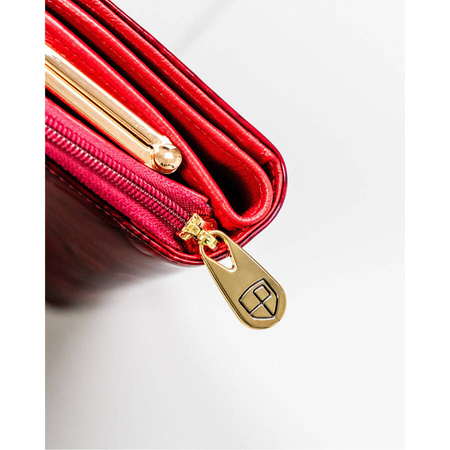 Kleine rote Damen Geldbörse mit RFID-Schutz und Bügelverschluss – Peterson