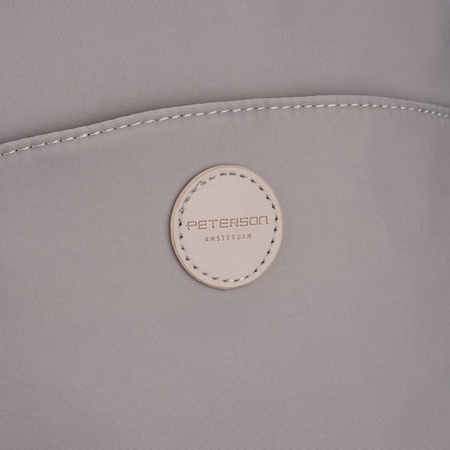 Grauer Damenrucksack aus Nylon und Öko-Leder mit Außentasche - Peterson