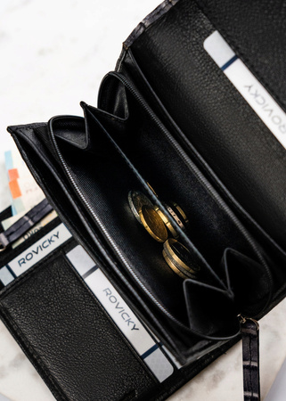 Damen Geldbörse aus echtem Leder mit Druckknopf – Rovicky