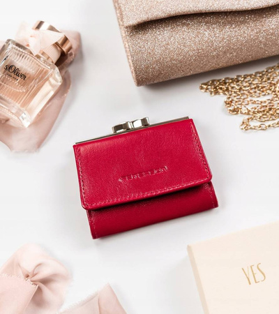 Kleine Damen Geldbörse aus Leder mit Druckknopf und Bügelverschluss – Peterson