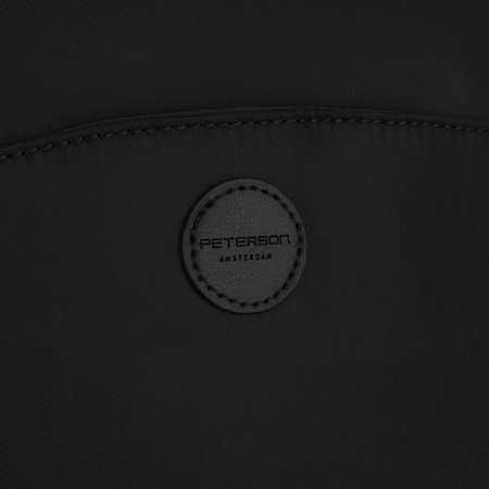 Städtischer Damen-Rucksack aus Nylon und Öko-Leder in Schwarz mit Reißverschluss – Peterson