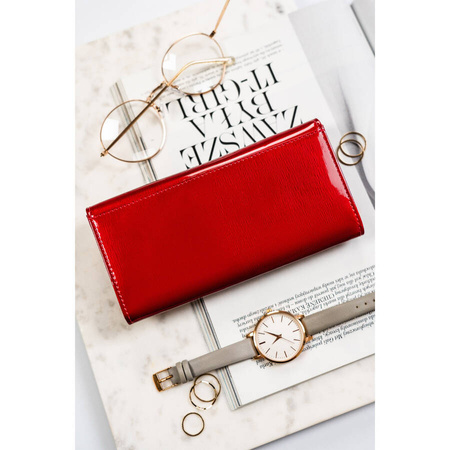 Rote Damen Geldbörse mit Münzfach und Druckknopf – Peterson