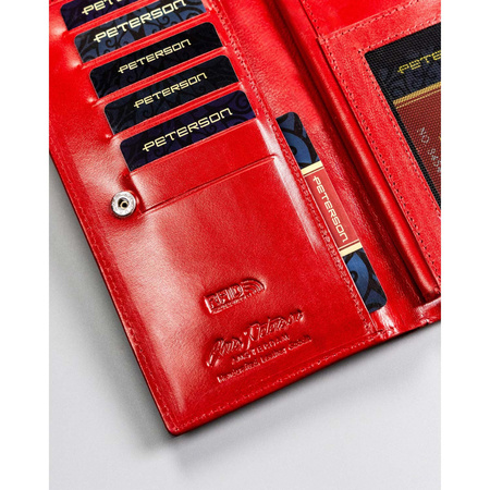Elegante rote Damen Geldbörse mit Außentasche – Peterson