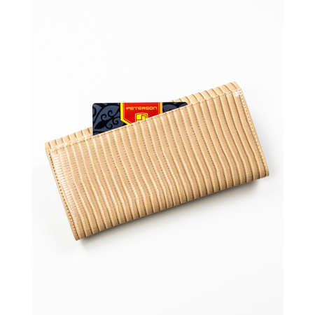 Beige Damen-Geldbörse aus Natur- und Öko-Leder im geflochtenen Muster – Peterson