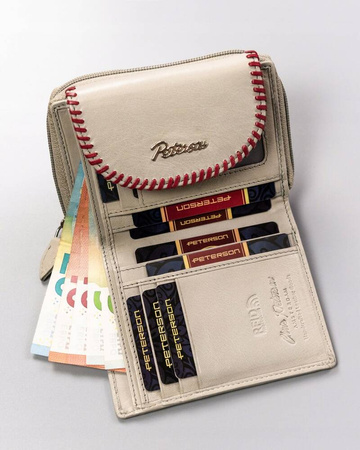 Damen Geldbörse aus Leder mit Druckknopf und Reißverschluss – Peterson