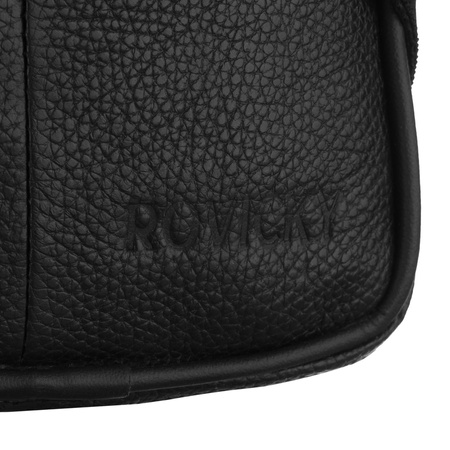 Kleine Herrentasche aus Leder in Schwarz mit Reißverschluss – Rovicky